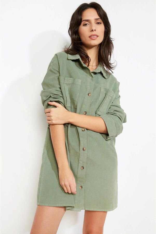 LOLALIZA corduroy blousejurk kaki