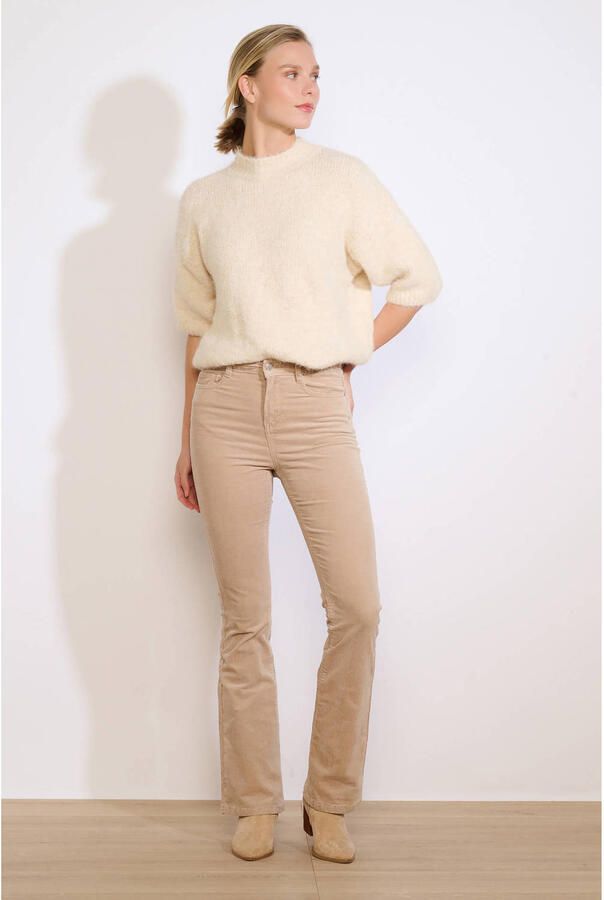 LOLALIZA corduroy flared regular waist flared broek beige
