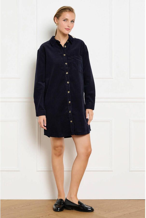 LOLALIZA corduroy korte blousejurk donkerblauw - Foto 2