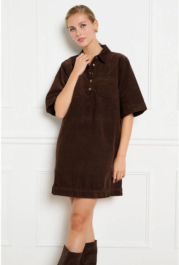LOLALIZA corduroy korte jurk bruin