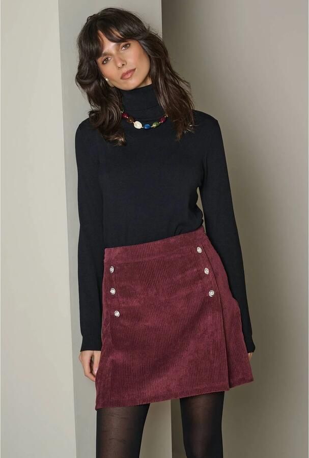 LOLALIZA corduroy korte rok aubergine