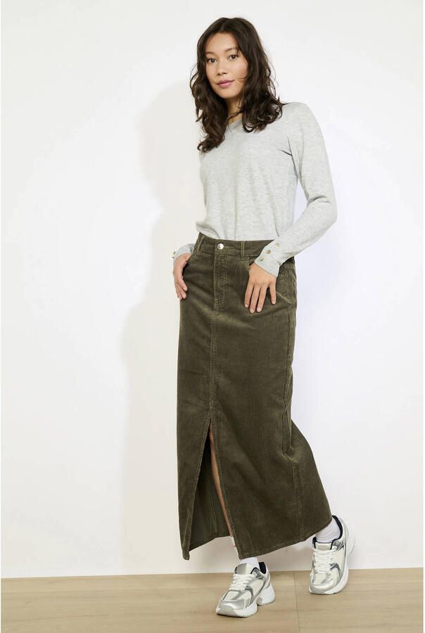 LOLALIZA corduroy midi rok donkergroen - Foto 2