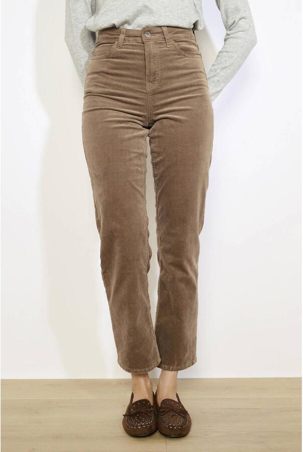 LOLALIZA corduroy mom regular waist broek camel