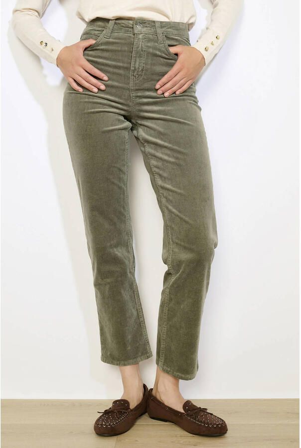 LOLALIZA corduroy mom regular waist broek groen