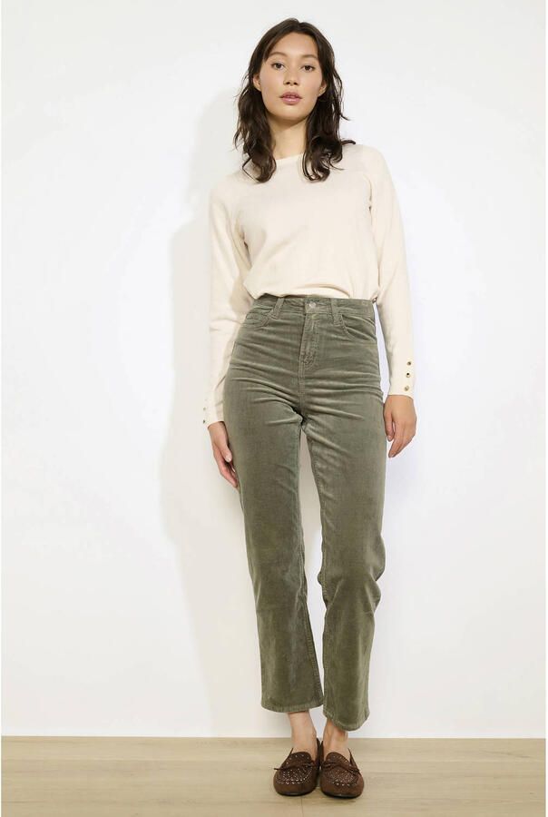LOLALIZA corduroy mom regular waist broek groen - Foto 2