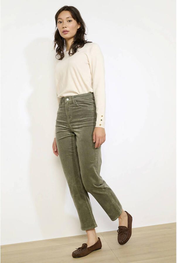 LOLALIZA corduroy mom regular waist broek groen - Foto 3
