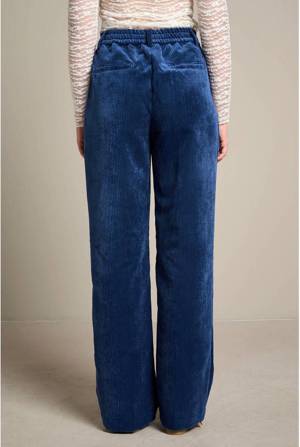 LOLALIZA corduroy wide leg broek donkerblauw - Foto 3