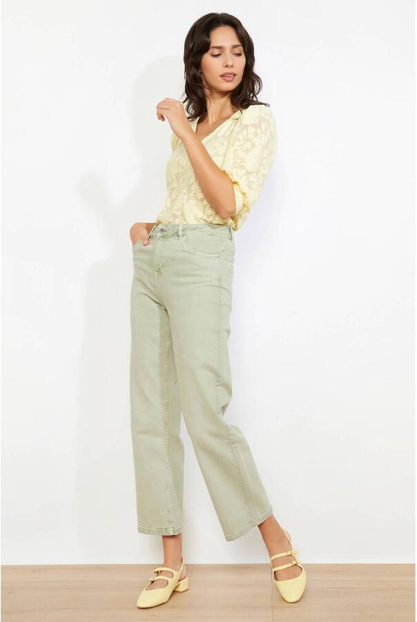 LOLALIZA cropped jeans lichtkaki