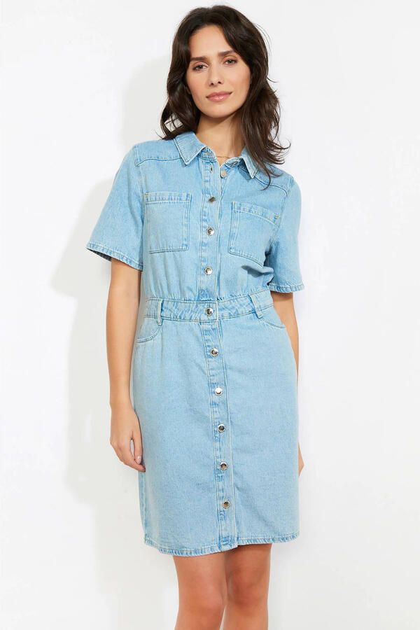 LOLALIZA denim blousejurk light blue denim