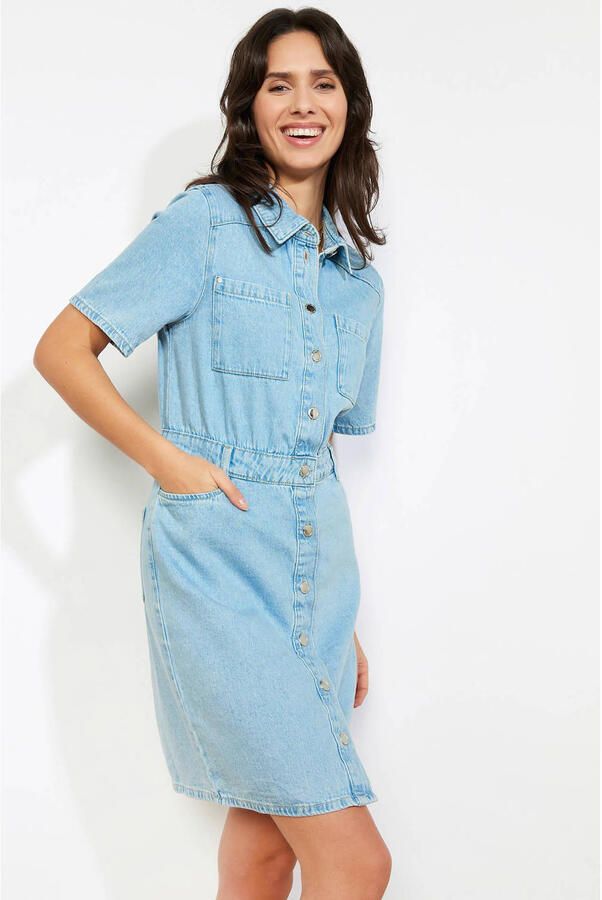 LOLALIZA denim blousejurk light blue denim - Foto 2