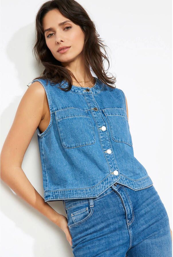 LOLALIZA denim gilet medium blue denim