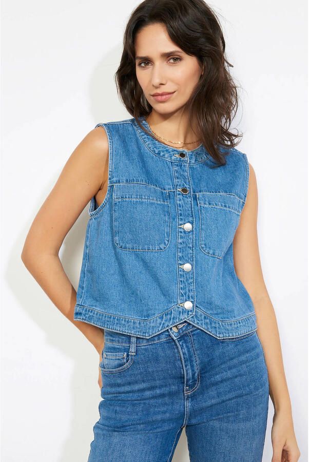 LOLALIZA denim gilet medium blue denim - Foto 3