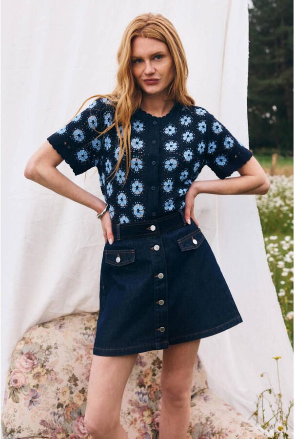 LOLALIZA denim korte rok donkerblauw - Foto 2