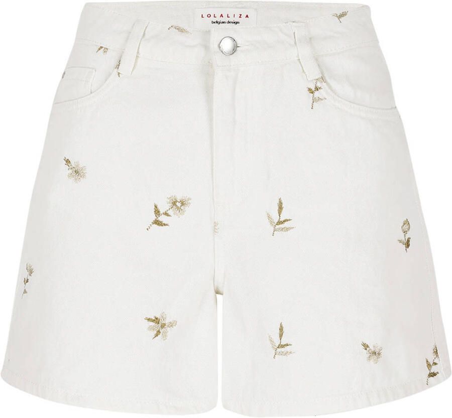 LOLALIZA denim regular high waist gebloemde short wit - Foto 2