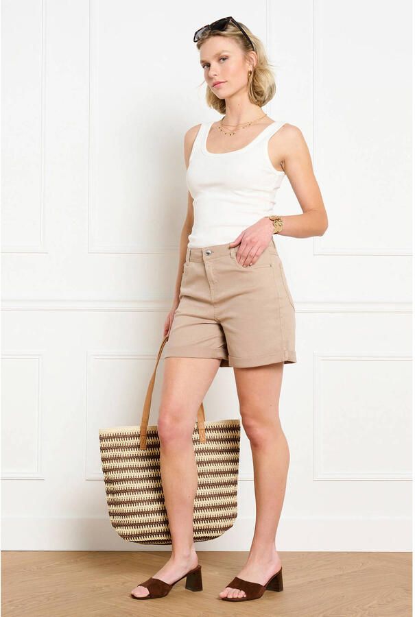 LOLALIZA denim regular low waist short taupe - Foto 3
