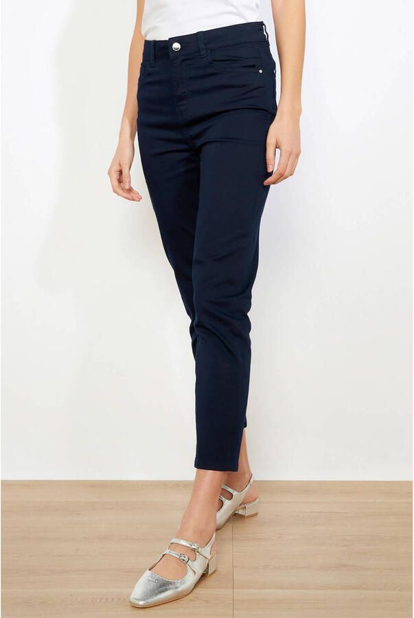 LOLALIZA denim slim high waist broek donkerblauw