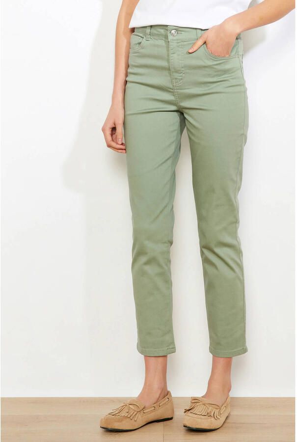 LOLALIZA denim slim high waist broek kaki