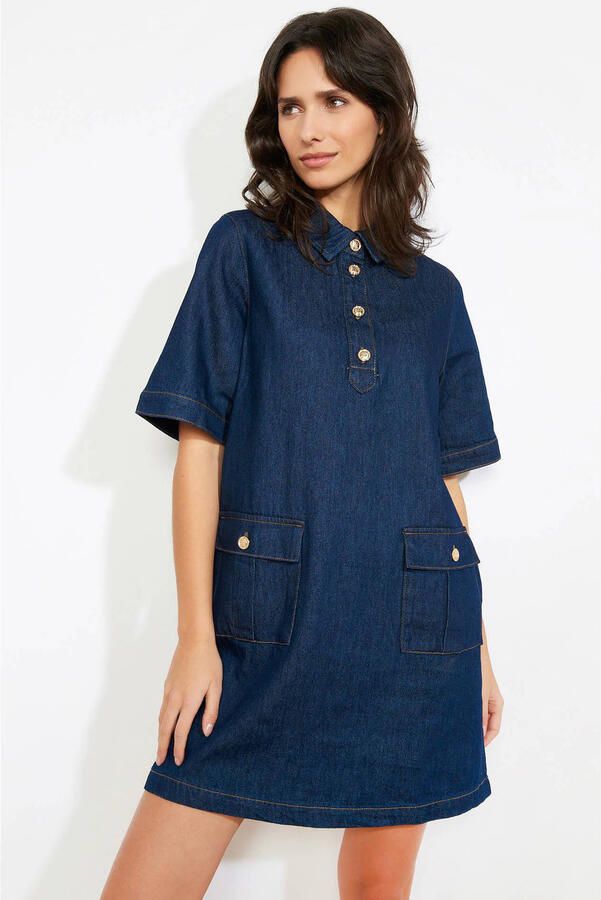 LOLALIZA denim spijkerjurk dark blue denim