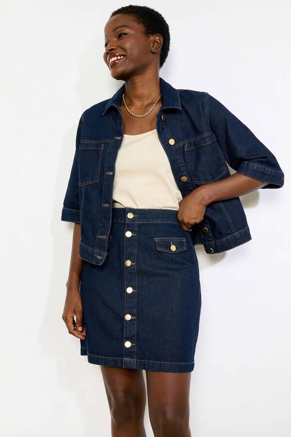 LOLALIZA denim spijkerrok dark blue denim