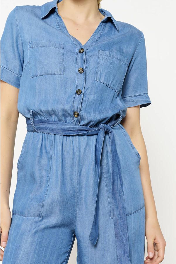 LOLALIZA denim wide leg jumpsuit medium blue denim
