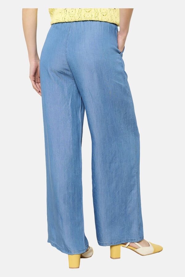 LOLALIZA denim wide leg regular waist broek medium blue denim