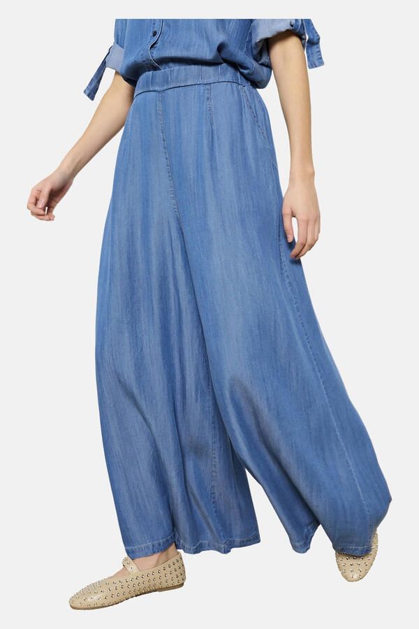 LOLALIZA exclusive high waist wide leg jeans medium blue denim