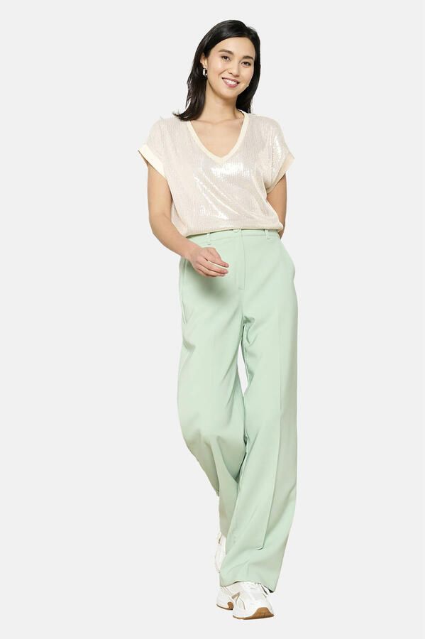 LOLALIZA exclusive wide leg high waist pantalon mintgroen