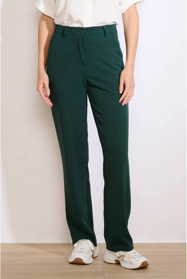LOLALIZA flared pantalon donkergroen