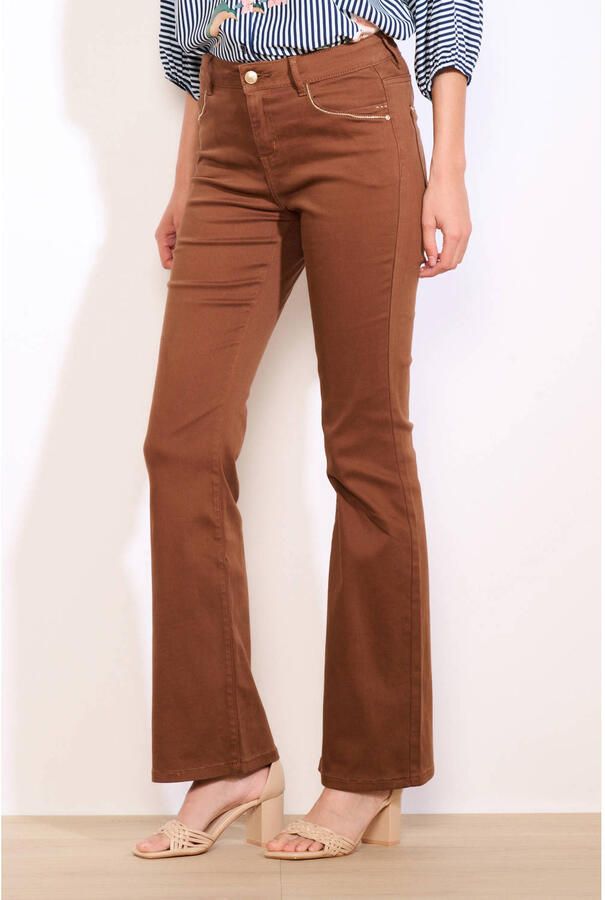 LOLALIZA flared regular waist flared broek bruin