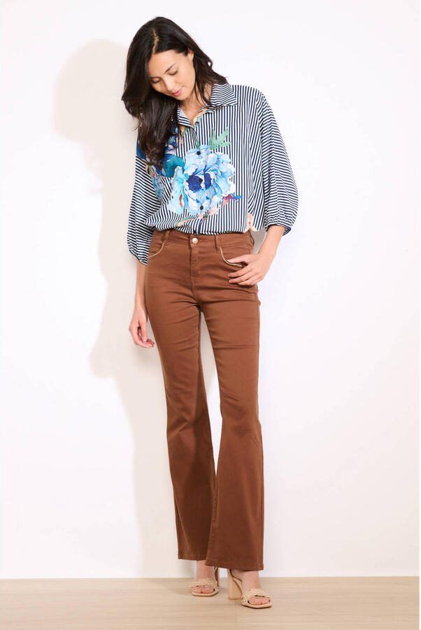 LOLALIZA flared regular waist flared broek bruin - Foto 2
