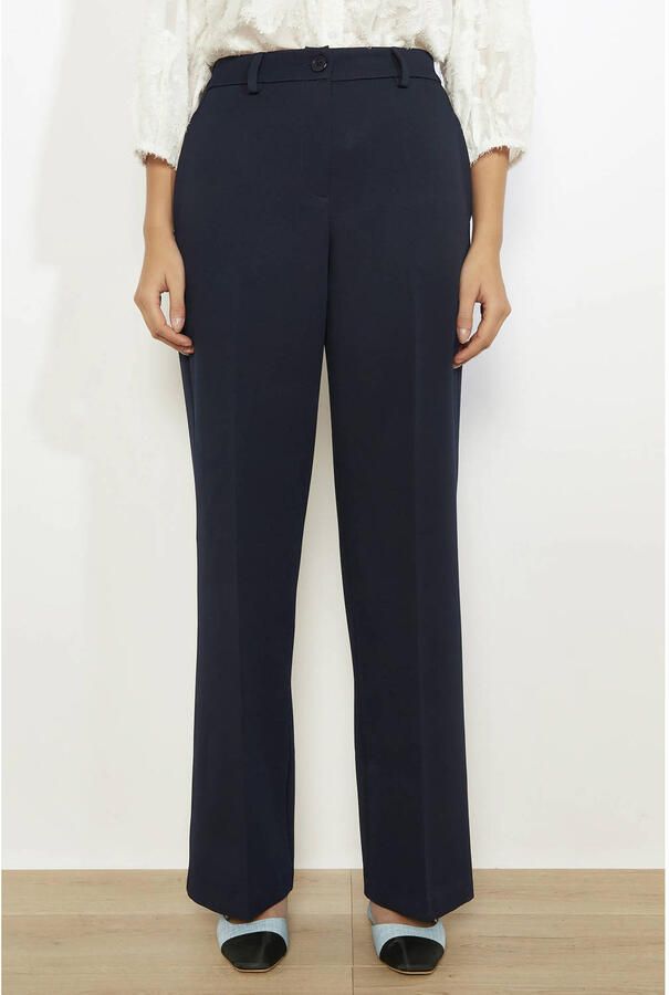 LOLALIZA flared regular waist pantalon donkerblauw