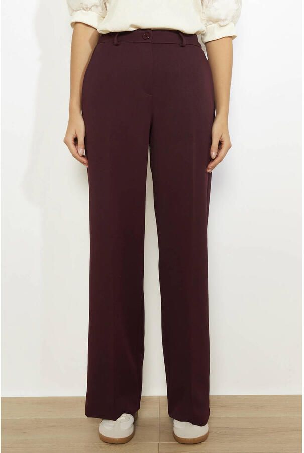 LOLALIZA flared regular waist pantalon donkerrood