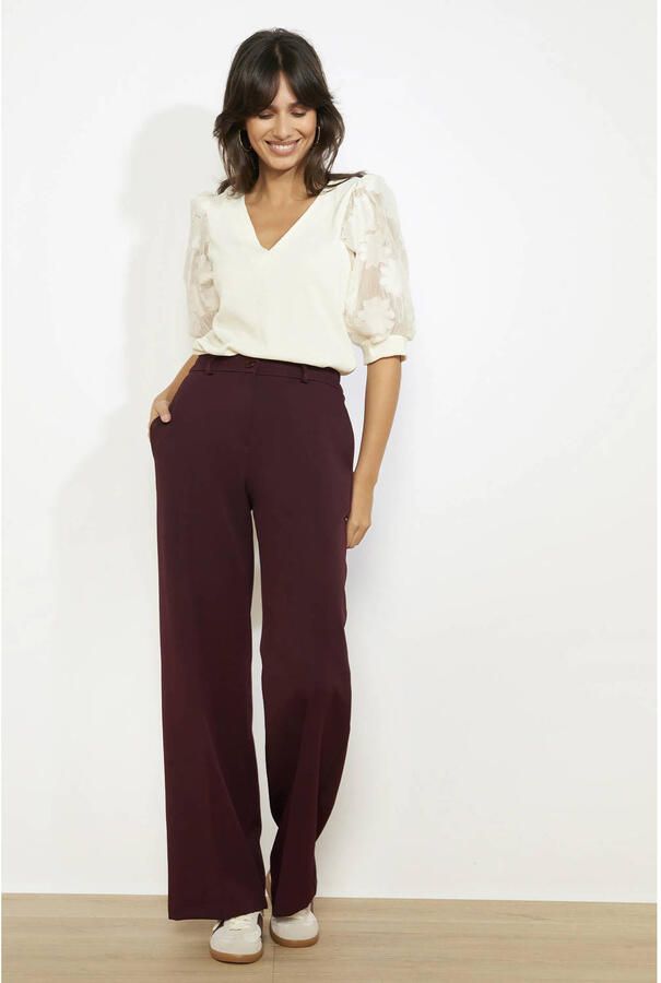 LOLALIZA flared regular waist pantalon donkerrood - Foto 3