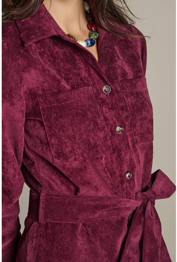 LOLALIZA fluwelen midi blousejurk aubergine - Foto 2