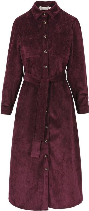 LOLALIZA fluwelen midi blousejurk aubergine - Foto 3