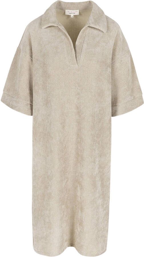 LOLALIZA fluwelen midi jurk beige - Foto 3