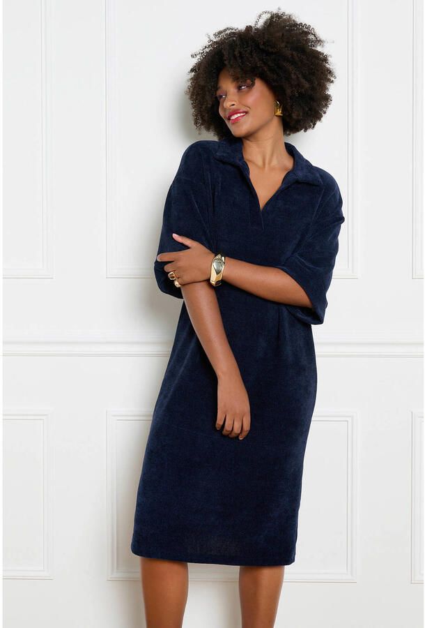 LOLALIZA fluwelen midi jurk blauw