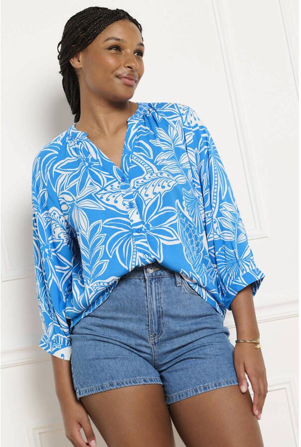 LOLALIZA gebloemde blouse blauw