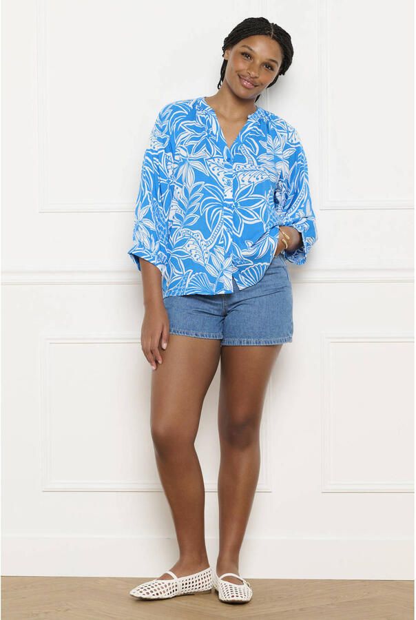 LOLALIZA gebloemde blouse blauw - Foto 3