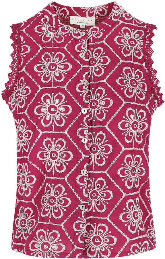 LOLALIZA gebloemde blouse broderie roze - Foto 2