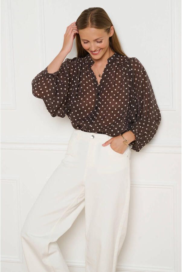 LOLALIZA blouse met stippen bruin