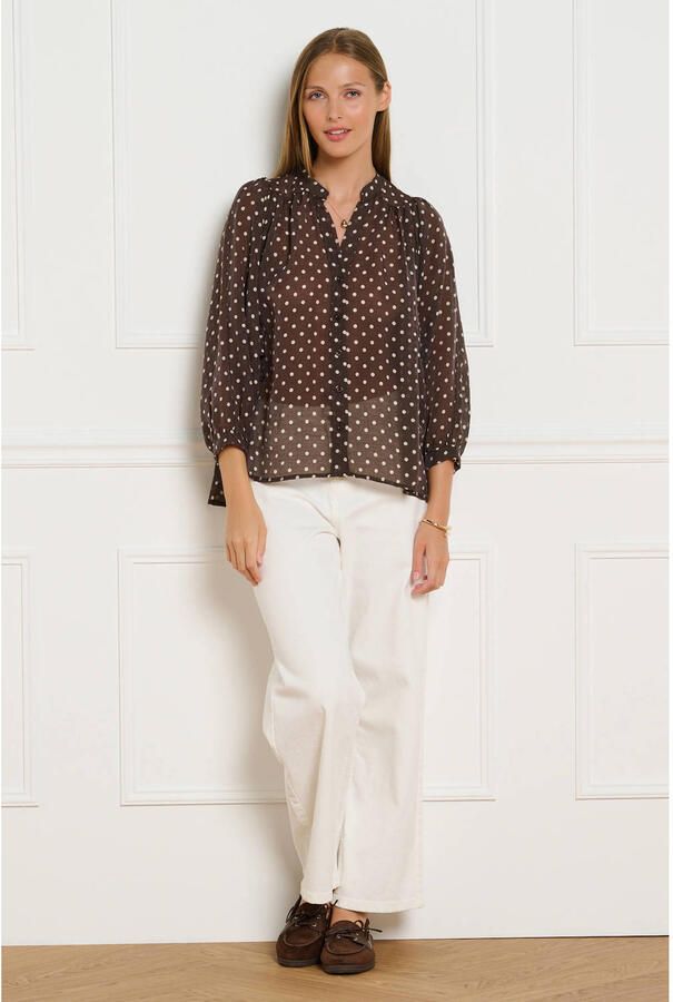 LOLALIZA blouse met stippen bruin - Foto 2