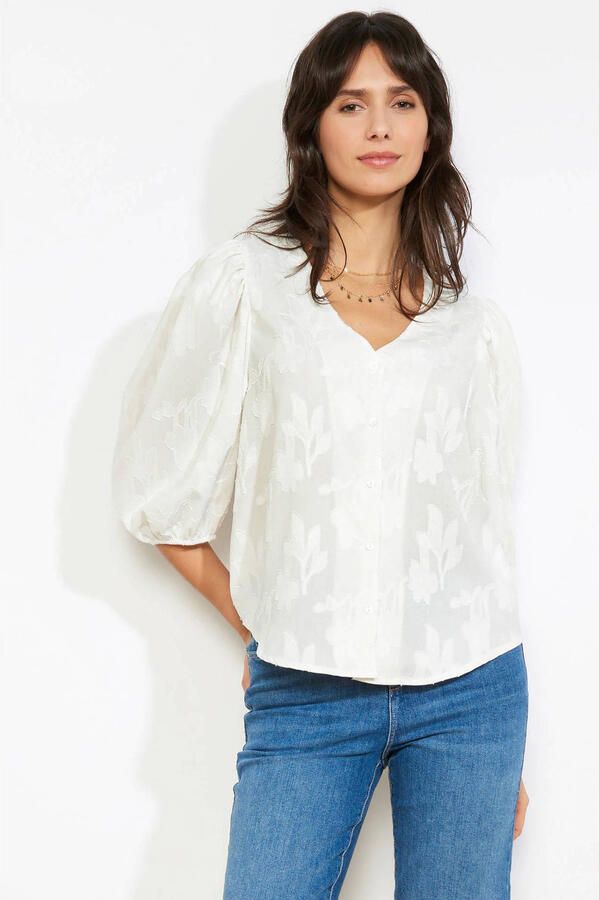 LOLALIZA gebloemde blouse ecru