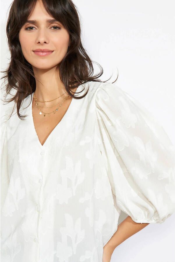 LOLALIZA gebloemde blouse ecru - Foto 3
