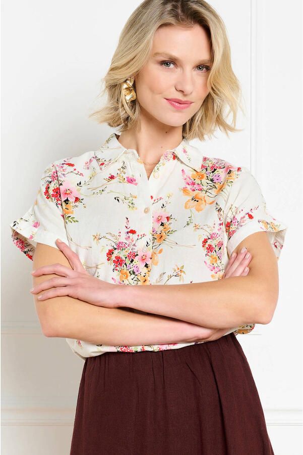 LOLALIZA gebloemde blouse ecru