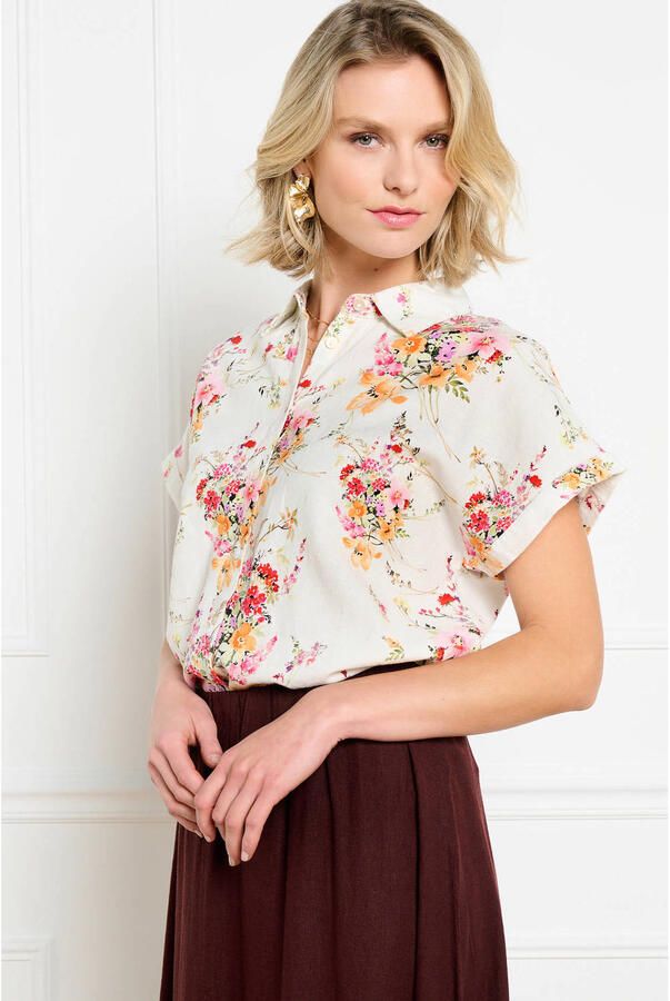 LOLALIZA gebloemde blouse ecru - Foto 3
