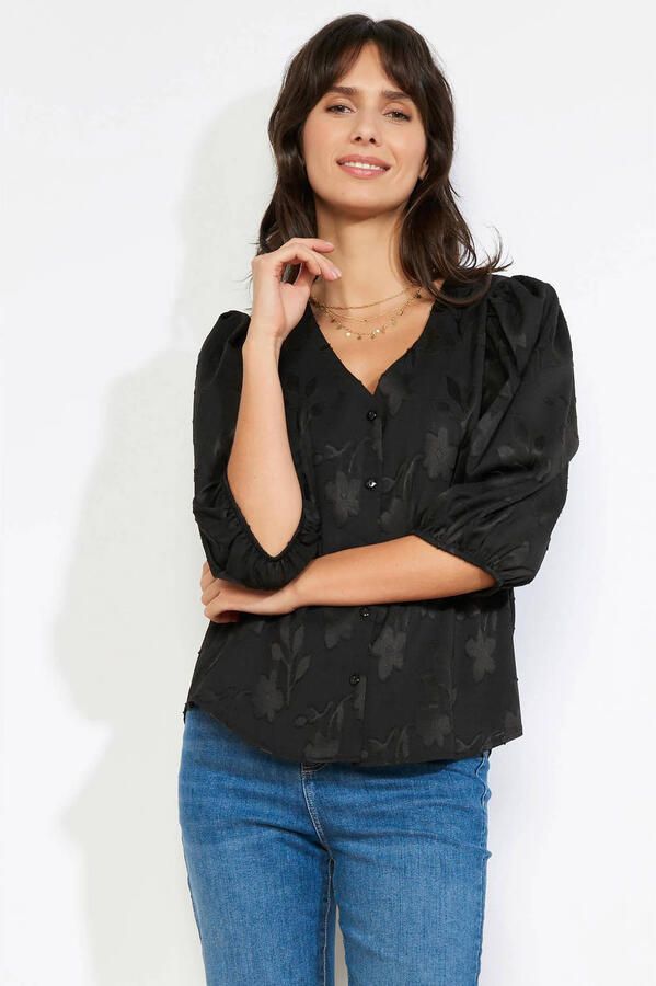 LOLALIZA gebloemde blouse zwart