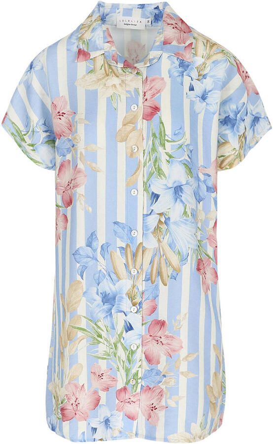 LOLALIZA gebloemde blousejurk blauw - Foto 3