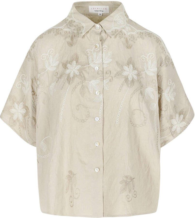 LOLALIZA gebloemde broderie blouse beige - Foto 2