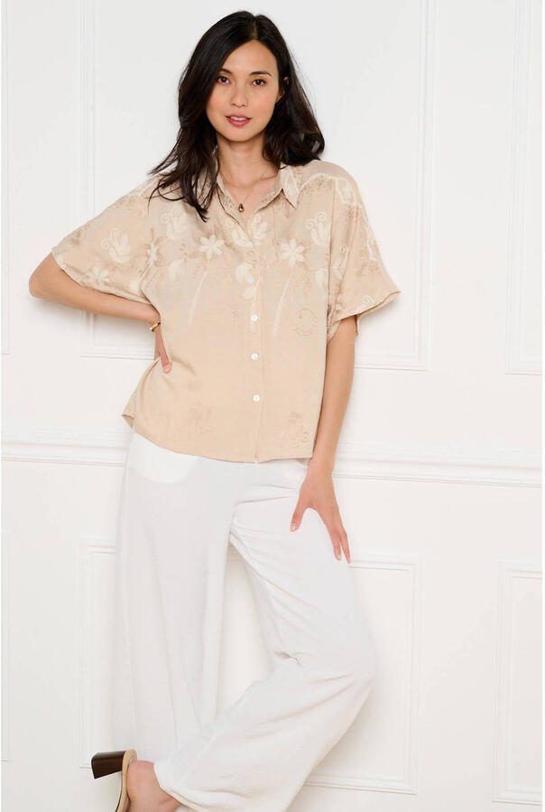 LOLALIZA gebloemde broderie blouse beige - Foto 3